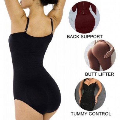 Shapewear Women's Tummy Control Full Body Shapewear Seamless Bodysuit Waist Slimming Body Shaper Briefer - Black - CC18TS70OH0