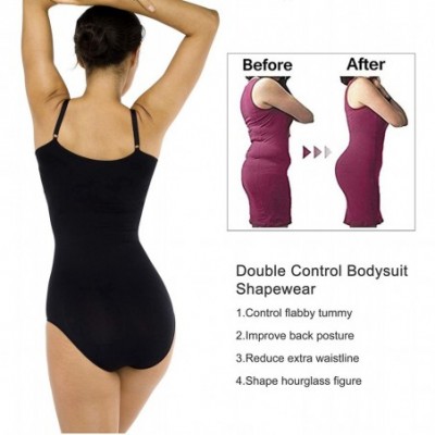 Shapewear Women's Tummy Control Full Body Shapewear Seamless Bodysuit Waist Slimming Body Shaper Briefer - Black - CC18TS70OH0