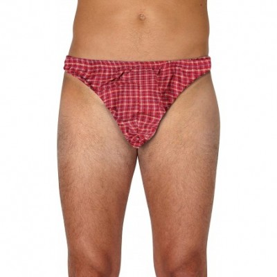 G-Strings & Thongs Mens Flannel Thong- RED- X-Large - C818XH0YUIR