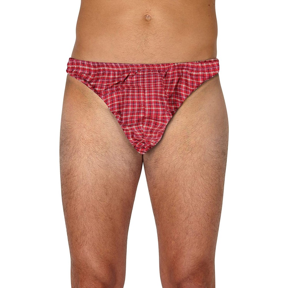 G-Strings & Thongs Mens Flannel Thong- RED- X-Large - C818XH0YUIR