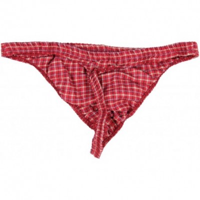 G-Strings & Thongs Mens Flannel Thong- RED- X-Large - C818XH0YUIR