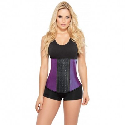 Shapewear Waist Trainer And Shaper - Black 3 Hook Latex Waist Cincher Belt - Purple-metallic - CD18GZA500Q