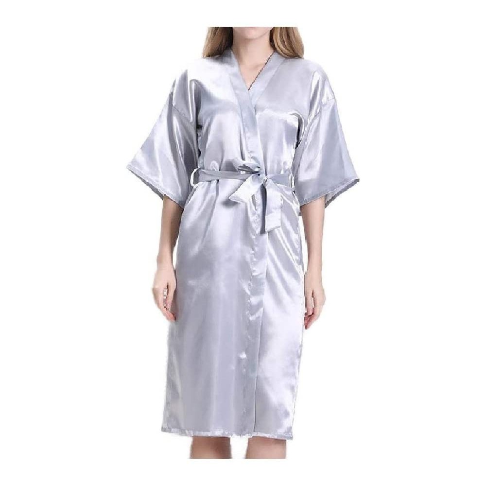 Robes Womens Bridesmaid Charmeuse Wrap Towels 1/2 Long Sleeve Loungewear AS1 M - As1 - C419DCU46EQ