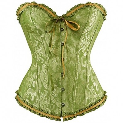 Bustiers & Corsets Corsets for Women Corset Top Bustier Overbust Lace Up Corset Plus Size - Green - C211PMIJZ7V