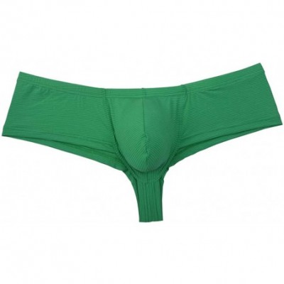 Bikinis Men's Brazilain Bikini Brief Underwear Exotic Booty Short Half Cover Back Boxers - 3-pack Green - C219GYD2RZG