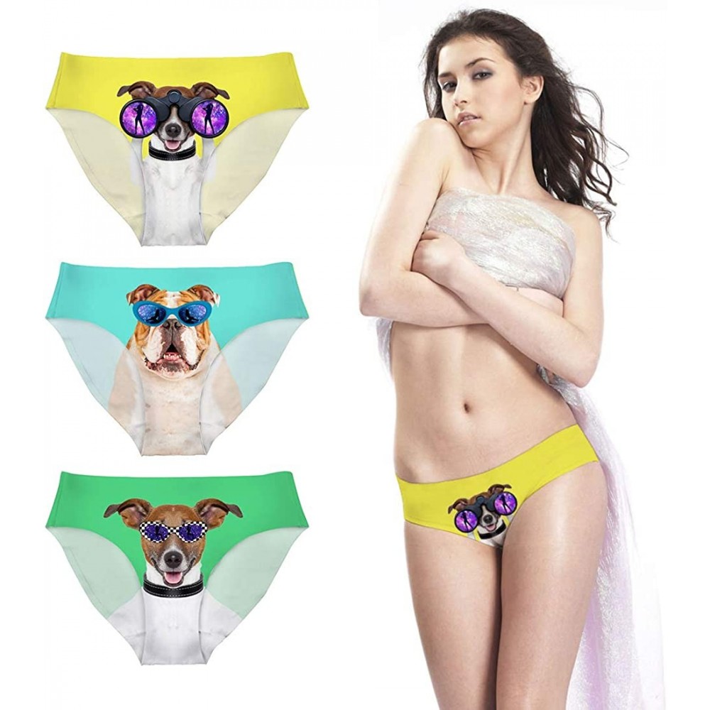 Panties Women Sexy Hipster Panties Seamless Low-Rise Panty Soft Stretch Bikini Underwear - 3pcs Dogs - CU193TR8NLG