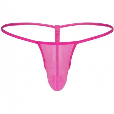 G-Strings & Thongs Men's See-Through Low Rise G-String Thong Sissy Pouch Panties Bikini Briefs Underwear - Rose - C519DWHUI7M