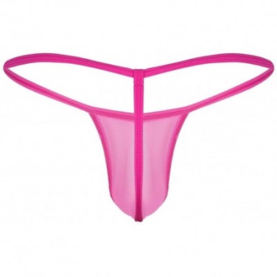 G-Strings & Thongs Men's See-Through Low Rise G-String Thong Sissy Pouch Panties Bikini Briefs Underwear - Rose - C519DWHUI7M