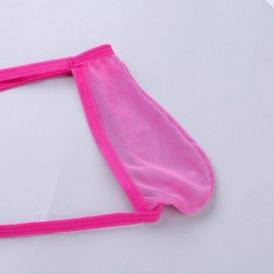 G-Strings & Thongs Men's See-Through Low Rise G-String Thong Sissy Pouch Panties Bikini Briefs Underwear - Rose - C519DWHUI7M