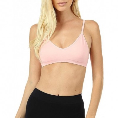 Bras Women & Juniors V-Front Bandeau Sports Bra w/Adjustable Strap and Removable Pads - Dusty Pink - CO189ORYNX2