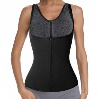 Shapewear Waist Trainer Corset Sauna Vest Sweat Tank Top for Women Weight Loss Workout Slimmer Body Shaper Tops - Black-no St...