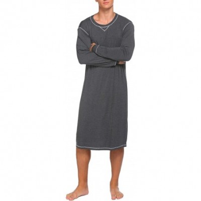 Robes Men's Nightshirt Long Sleeve Sleepwear Soft Comfy Nightgown Loose Sleep Shirt S-XXL - Dark Grey - CY18NNNMDQE