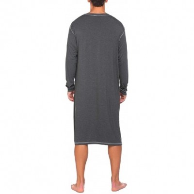 Robes Men's Nightshirt Long Sleeve Sleepwear Soft Comfy Nightgown Loose Sleep Shirt S-XXL - Dark Grey - CY18NNNMDQE