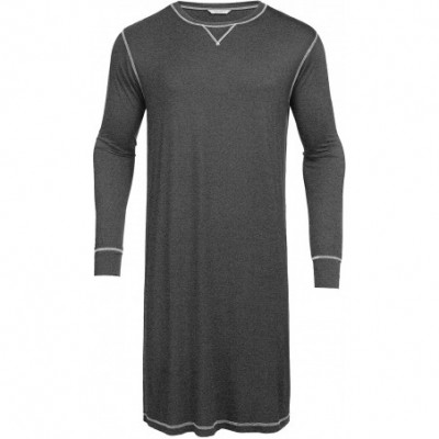 Robes Men's Nightshirt Long Sleeve Sleepwear Soft Comfy Nightgown Loose Sleep Shirt S-XXL - Dark Grey - CY18NNNMDQE