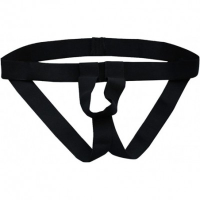 G-Strings & Thongs Mens Elastic Straps Bulge Pouch Jockstraps Low Rise Bikini G-String Thongs Underwear - Black - C719CZNKLLE