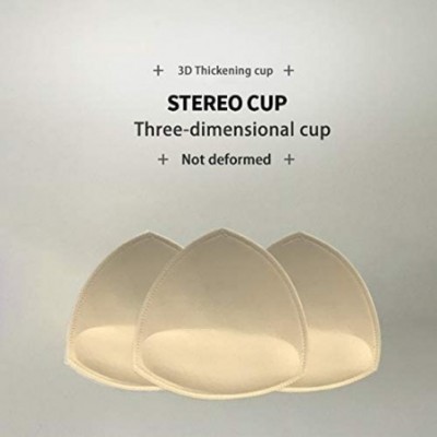 Accessories 6 Pairs (12 Pice) C/D-DD Cup for Bra Pad Inserts Bra Pads Sewn Padded for Sports Bra - Beige - CY18USM2WOG